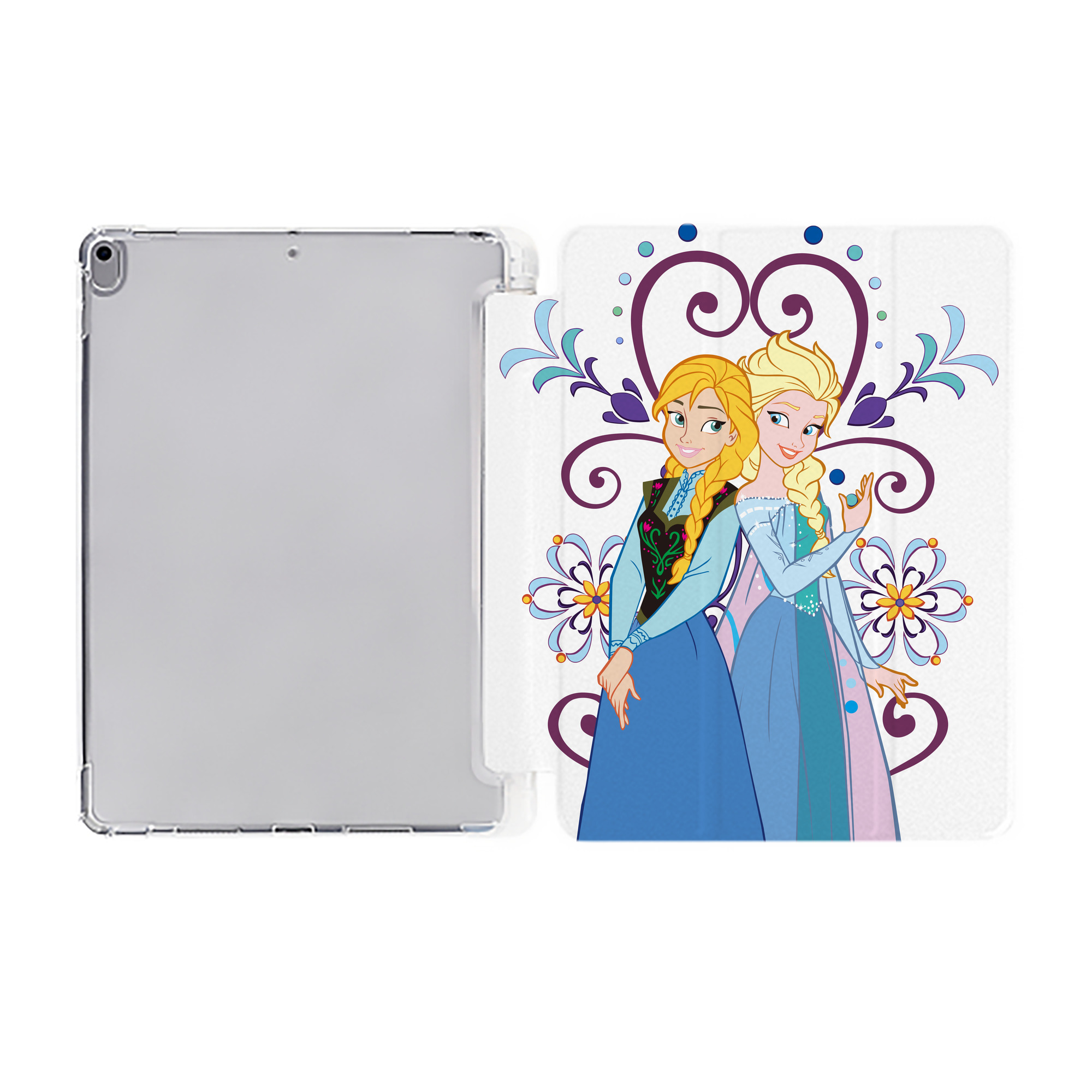 （画像用） アナと雪の女王 アンナ エルサ Frozen Anna Elsa IPad ケース ペン収納付き 三つ折りスタンド PUレザー×シリコン 対応機種9.5/10.5/10.9インチ